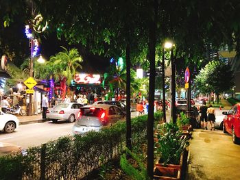 Traffic on city street at night