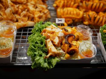 High angle view of food on table