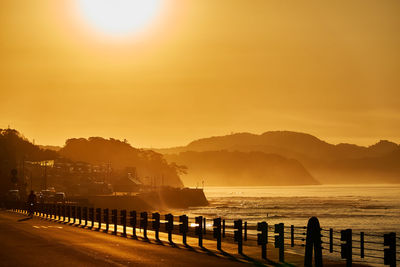 Scenic view of sea against sky during sunrise