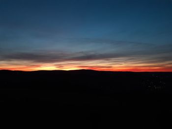 Scenic view of silhouette landscape against sky during sunset