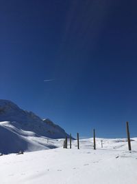 Scenic view of landscape against clear blue sky