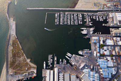 High angle view of buildings in city