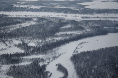 Scenic view of snow covered land