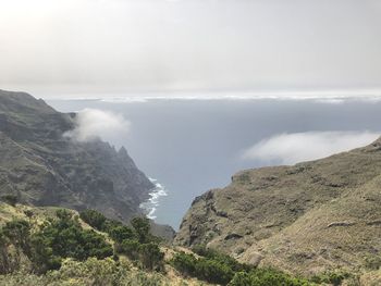 Scenic view of rocky mountains against sky