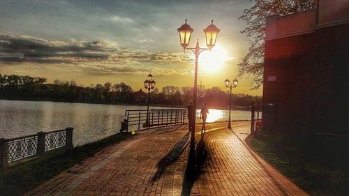 View of river at sunset