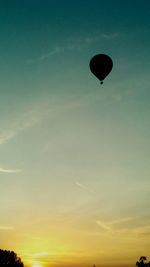 Low angle view of hot air balloon against sky