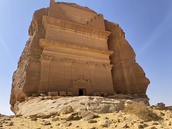 Low angle view of rock formations