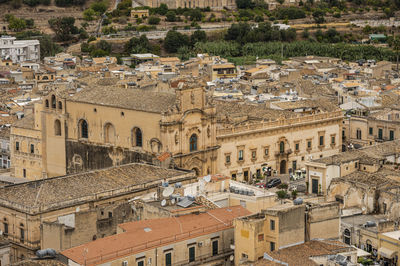 Aerial view of the church of the carmine in scicli