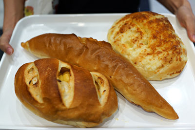 Close-up of bread in plate