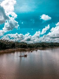 Raft on river