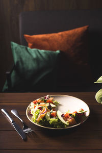 Food on served in plate on table