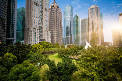 Panoramic shot of modern buildings against sky