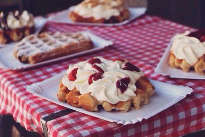 Close-up of food in plate on table