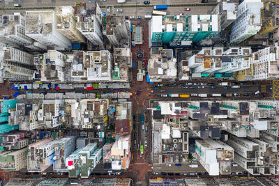 High angle view of buildings in city