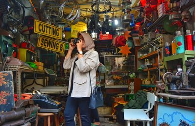 Woman standing in market