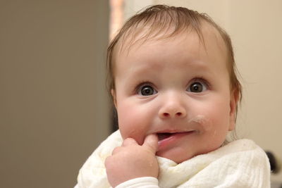 Close-up portrait of cute baby