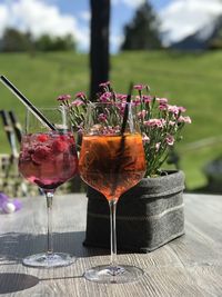 Close-up of drinks on a table