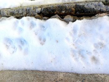 Close-up of snow on wall