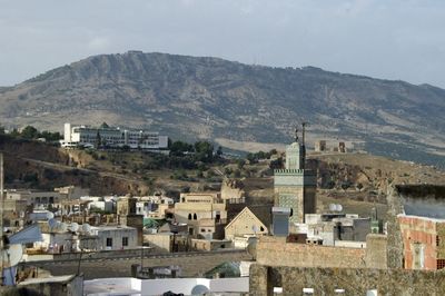 High angle view of townscape against sky