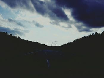 Scenic view of silhouette landscape against sky during sunset