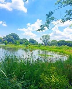 Scenic view of lake against sky