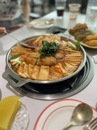 Close-up of food on table