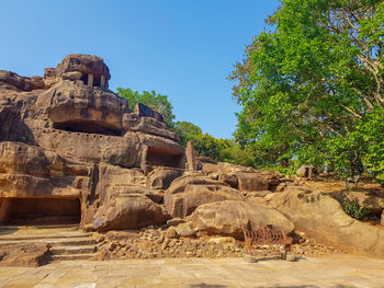 Ruins of temple against clear sky