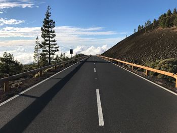 Surface level of empty road against sky