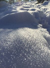 Close-up of snow on water