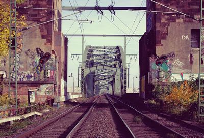 View of railroad tracks along plants