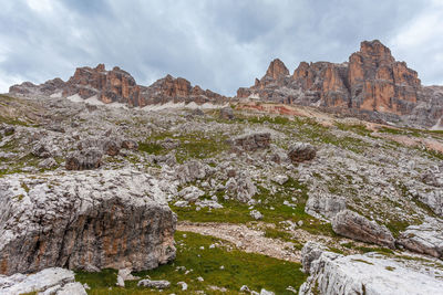 Scenic view of rocky mountains against sky