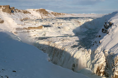 Frozen gullfoss, winter in iceland, europe