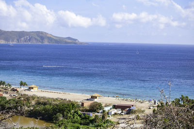 High angle view of sea against sky