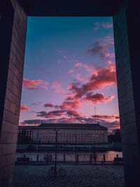 Buildings against sky during sunset