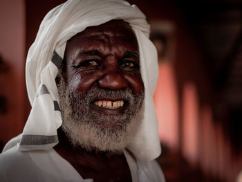Close-up of sudanese old man smiling 