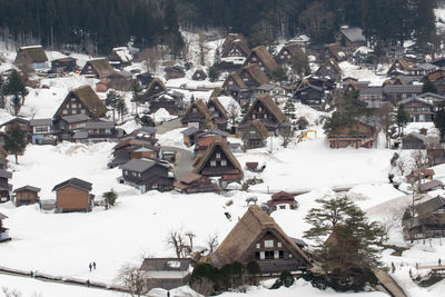 Houses in town during winter