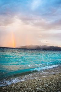 Scenic view of sea against cloudy sky