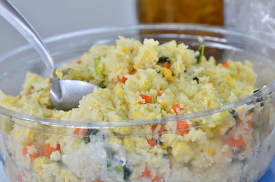 Close-up of meal served in bowl