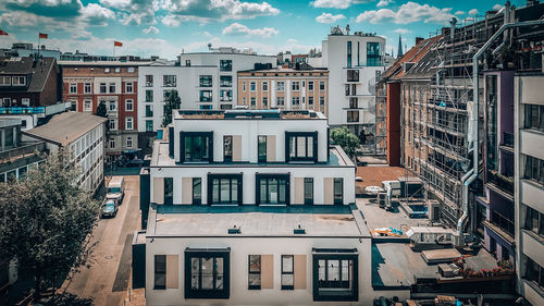 Low angle view of buildings in town