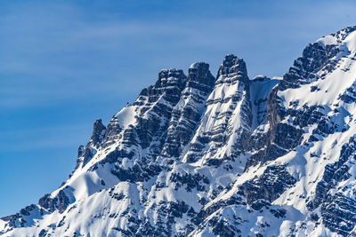 Aerial view of snowcapped mountains against sky