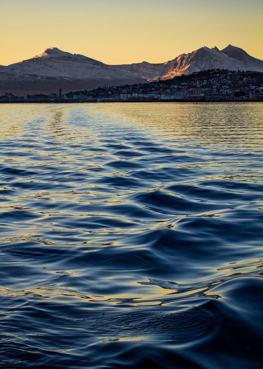 sunset, water, rippled, outdoors, scenics, beauty in nature, nature, tranquility, mountain, no people, sky, day