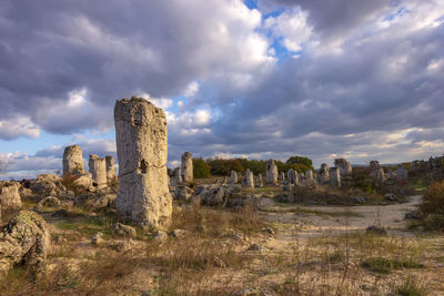 Pobiti kamani - natural rock formations in varna province, bulgaria . standing stones.