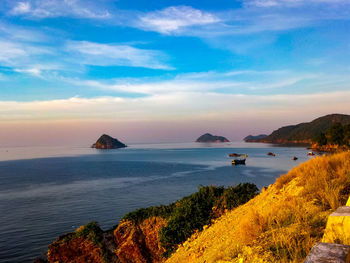 Scenic view of sea against sky during sunset