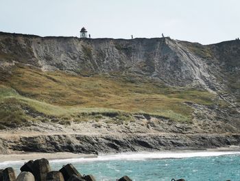 Scenic view of sea against clear sky