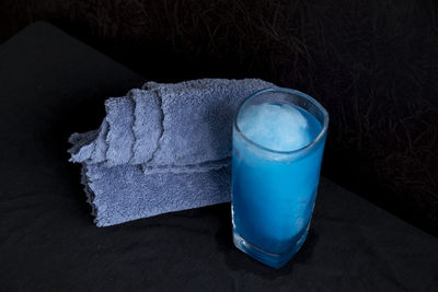Blue drink in a welcome drink glass