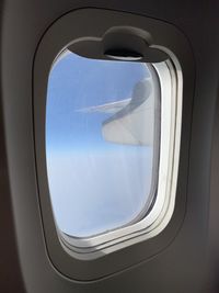 View of airplane through window