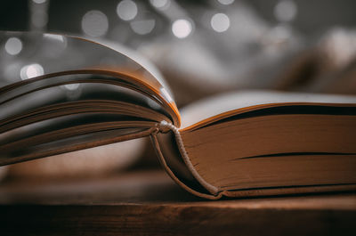 Close-up of book on table