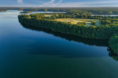 Aerial view of a golf course at the state park on tims ford lake