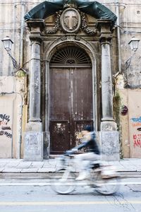 Closed door of old building