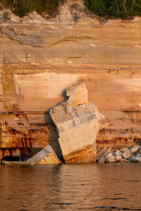 Collapsed rocks along pictured rocks national lakeshore